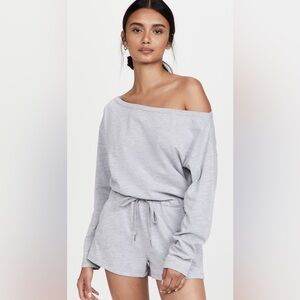 Marissa Webb - Marlo Drop Shoulder Knit Romper - grey- Size XS